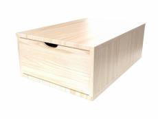 Cube de rangement bois 75x50 cm + tiroir vernis naturel
