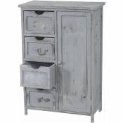Décoshop26 - Commode style vintage meuble d'appoint à tiroirs 82x55x30cm en bois de paulownia gris - gris