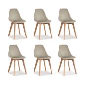 Designetsamaison - Lot de 6 chaises scandinaves beige