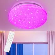 Einfeben - Lustre de plafond led 24W avec effet ciel étoilé, luminaire pour baignoire, lampes intérieures, télécommande et changement de couleur rgb