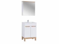 Ensemble meuble vasque + cabinet-miroir - blanc - 60