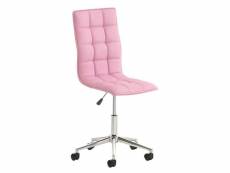 Fauteuil chaise de bureau tabouret à roulette en synthétique rose bur10585