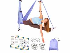 Hamac de yoga aérien kits, balan?oire de yoga en pour le yoga anti-gravité, avec sac de transport et 2 sangles d'extension, capacité 300 kg 3700778722