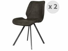 Horizon - chaise industrielle microfibre vintage marron foncé pieds métal noir (x2) Chaise indus microfibre marron foncé vintage et noir (x2)