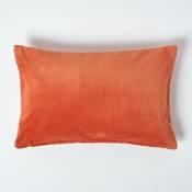 Housse de coussin en velours Orange, 30 x 50 cm - Orange - Homescapes