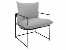 Jamie - fauteuil design métal noir et coussin gris