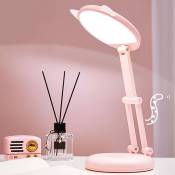 Lampe de bureau led pour enfants, lampe de chevet oreille de chat rose pour filles, réglable