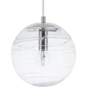 Lampe Suspension Type Boule en Verre Doré Transparent Motif Rainures E14 Max. 40W pour Éclairage Élégant de Salle à Manger ou Salon Moderne Beliani