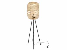 Lampe trepied ronde bambou metal naturel-noir 160 cm