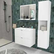 Le Quai Des Affaires - Meuble sous-vasque malaga 80 cm + vasque + miroir + colonne / Blanc/ - Blanc