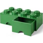 LEGO 40061734 Boîte bac Brique de rangement empilable Légo 8 plots 2 tiroirs Plastique Vert H18 x 25 x 50 cm