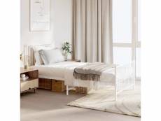 Lit double avec tête de lit pour adulte moderne - cadre de lit - et pied de lit blanc acier