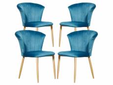 Lot de 4 chaises en velours bleues elsa - salle à