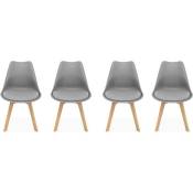 Lot de 4 chaises scandinaves. pieds bois de hêtre. chaises 1 place. gris - Gris
