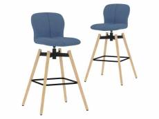 Lot de chaises pivotantes de bar 2 pcs bleu tissu - bleu - 50 x 41 x 98 cm