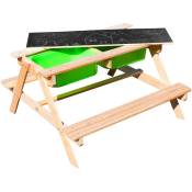 Maxxtoys - Table à sable et à eau - Table de pique-nique en bois - 90x90x50 cm - beige