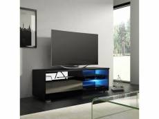 Meuble tv / banc tv - tenus single - 100 cm - noir mat / noir brillant - avec led