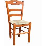 Okaffarefatto - Chaise modèle Loris avec assise en paille couleur cerise