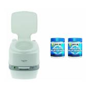 Pack Thetford Toilette Portable 21 Litres 100% Autonome + 2x15 Sachets Traitement des Matières Camping car - Blanc