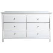Pegane - Commode, meuble de rangement en pin coloris blanc - Longueur 130 x Profondeur 45 x Hauteur 80 cm