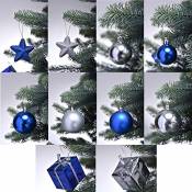 PROHEIM Boules de Noël en Bleu et Argent - Décoration