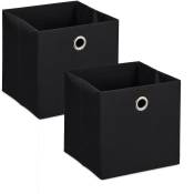 Relaxdays - Boîtes de rangement, caisses en tissu, lot de 2, HxLxP : 30,5 x 30,5 x 30,5 cm, bacs pliables, noir