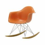 Rocking chair RAR - Eames Plastic Armchair / (1950) - Pieds chromés & bois clair - Vitra orange en plastique