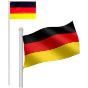Swanew - Mât de drapeau réglable en hauteur - mât, porte drapeau, Drapeau allemand Aluminium 6.5m