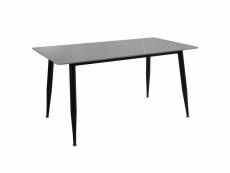 Table 160 x 90 cm plateau céramique gris et pieds