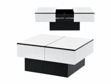 Table basse de salon stylé avec 2 espaces de rangement intérieurs design panneau de particules 40 x 80 x 60 cm noir blanc brillant [en.casa]