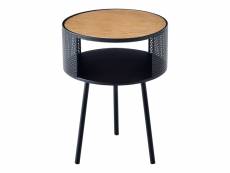 Table d'appoint bjørnsund avec espace de stockage intérieur noir effet bois [en.casa]