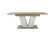 Table rectangle extensible effet bois chêne mat blanc