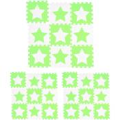 Tapis de jeu, lot de 27 pièces de puzzle, étoiles, mousse EVA, sans polluants, 91 x 91 cm par carré, 2,4 m², blanc-vert