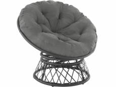 Tectake fauteuil papasan en rotin gargano rotatif - noir 403552