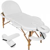 TecTake Table de Massage cosmetique lit de Massage 3 Zones Reiki Oval + Accessoires - diverses Couleurs au Choix - (Blanc | No. 400194)
