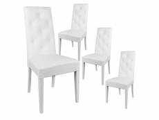 Trevi - lot de 4 chaises simili blanc et pieds laqués