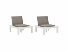 Vidaxl chaises de salon de jardin et coussins 2 pcs plastique blanc 3054424