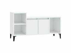 Vidaxl meuble tv blanc brillant 100x35x55 cm bois d'ingénierie