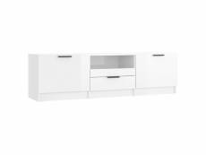 Vidaxl meuble tv blanc brillant 140x35x40 cm bois d'ingénierie
