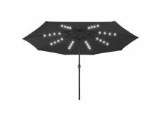 Vidaxl parasol d'extérieur avec led et mât en métal 400 cm noir