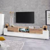 Web Furniture - Meuble tv de salon 220cm 3 portes blanc