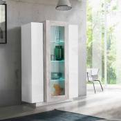 Web Furniture - Vaisselier vitrine de salon moderne 120 cm design Blanc Brillant Gris Corona