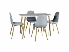 Winter - ensemble table + 4 chaises gris clair