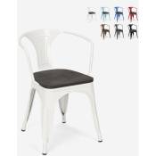 Ahd Amazing Home Design - chaises design industriel en bois et métal de style cuisines de bar steel wood arm Couleur: Blanc