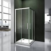 Aica Sanitaire - Porte de douche 100x70x185cm aica cabine de douche 2 verres fixé et 2 verres mobiles