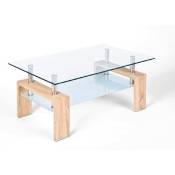 Altri - Table basse en verre et mdf finition chêne