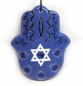 Amulette Hamsa (main de Fatma) en céramique - amulette de protection contre les mauvaises énergies, protection vibratoire personnelle