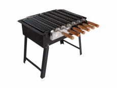 Barbecue à charbon, à piles, couleur noire, 54 x