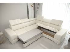Canapé d'angle convertible en cuir royal max 280 x 280 cm en plusieurs couleurs - couleur: blanc Azura-44789_20698
