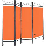 Casaria - Paravent intérieur 4 panneaux 180 x 163 cm Séparateur de pièce pliable Cloison de séparation Intérieur maison Orange